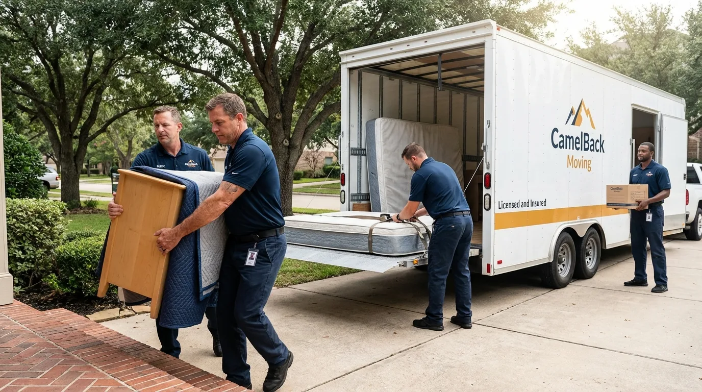 Crew loading residential truck for cross-state move from Gardner, KS