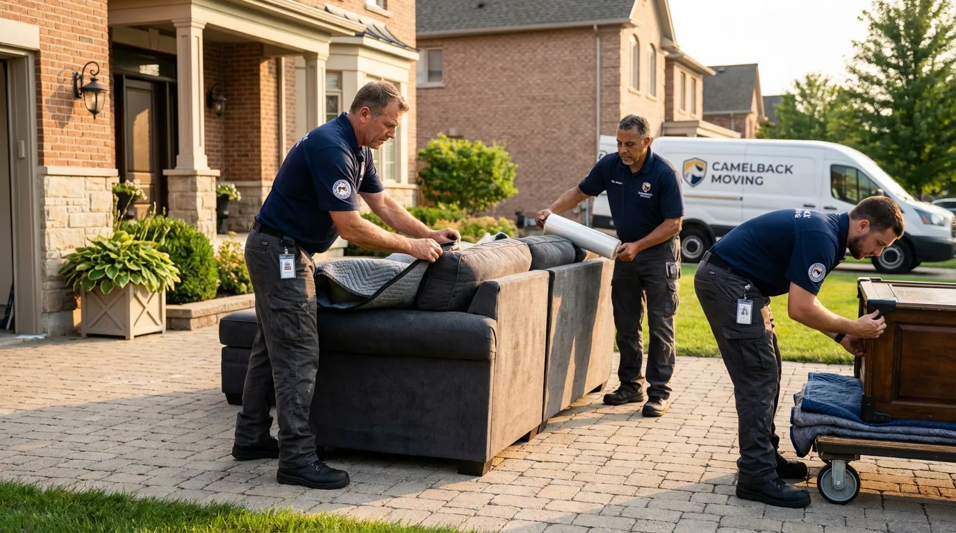 Large estate moving crew wrapping furniture in Gardner, KS